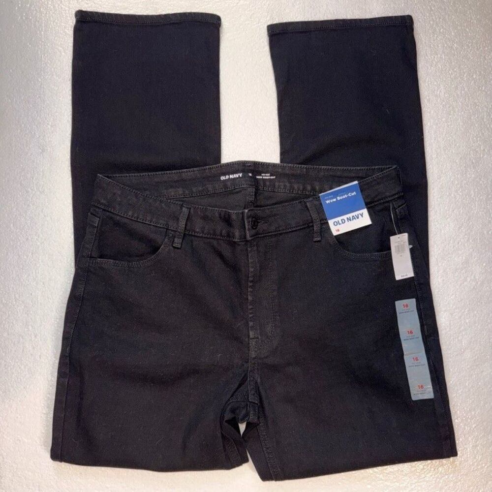 NEW Old Navy Wow Boot Cut Size 16 Women's Black Denim Jeans 36" Waist NWT